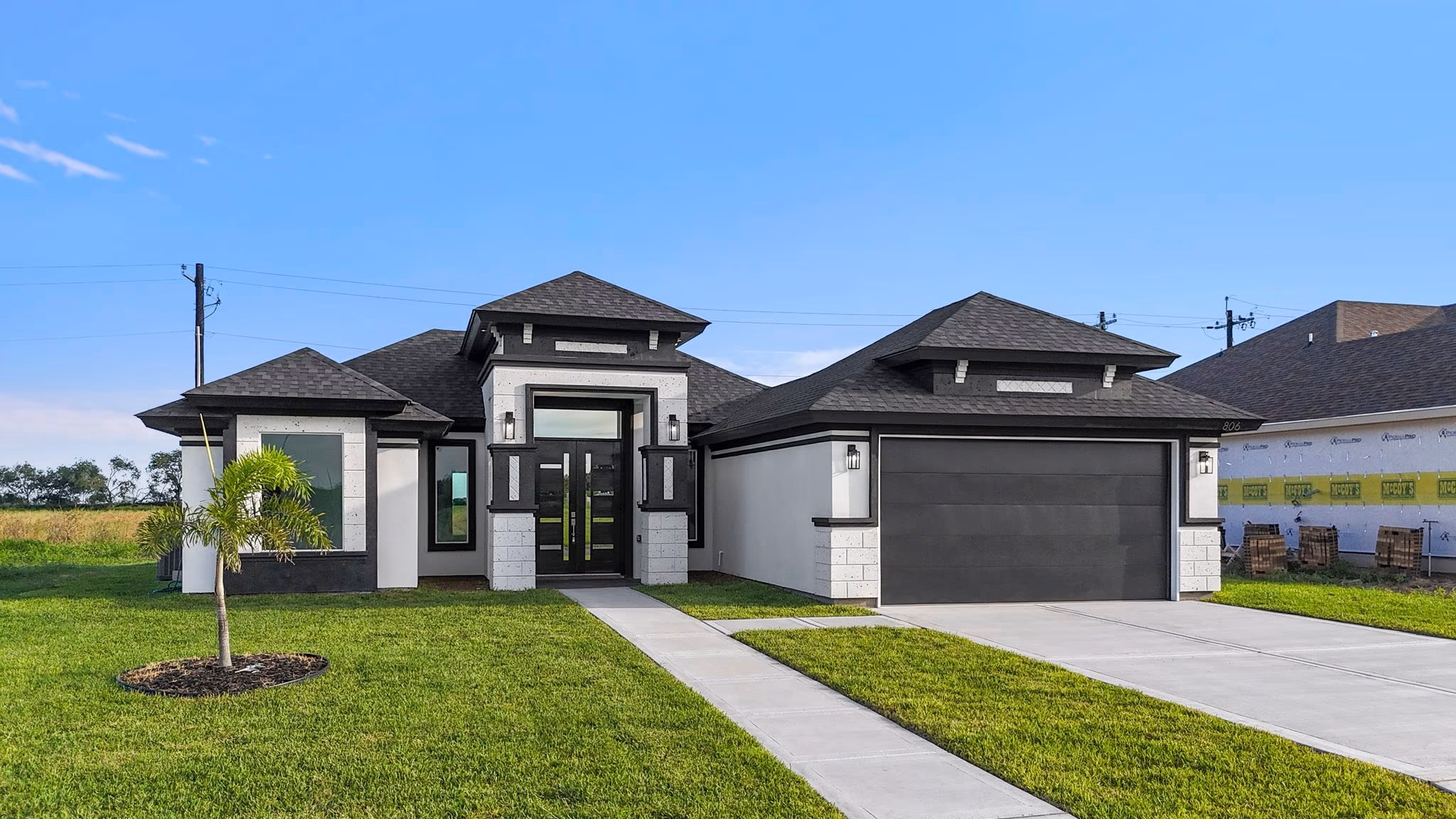 Completed luxury home exterior