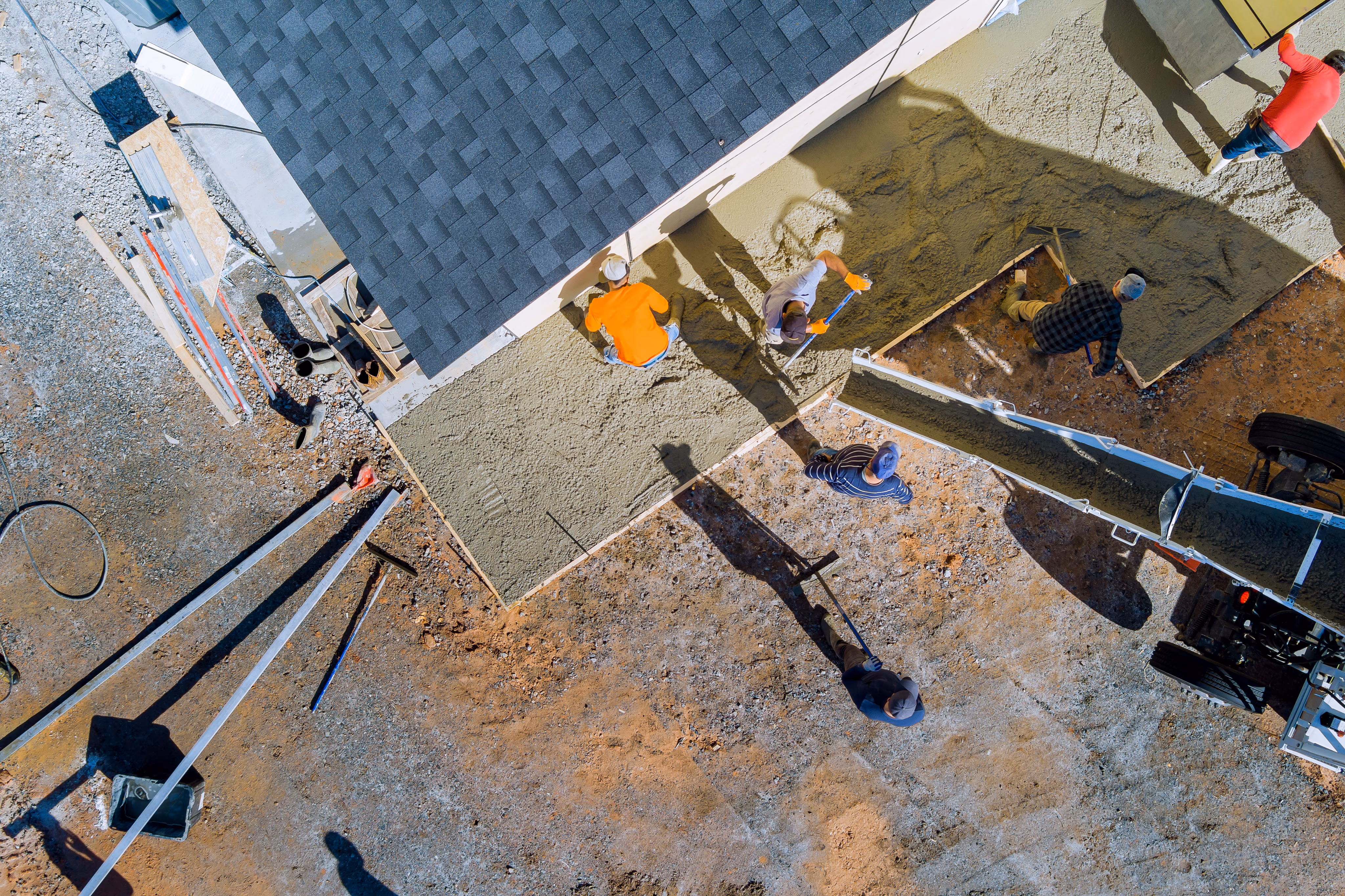 Architectural shot of luxury home skeletal framing showing structural transparency